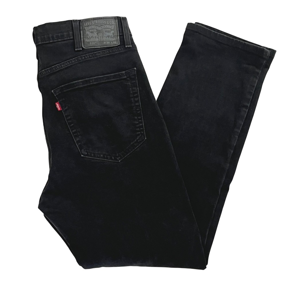 Levi's Mens 511 Slim Fit Jeans 38x32 Black Stretch Denim Modern Tailored Look